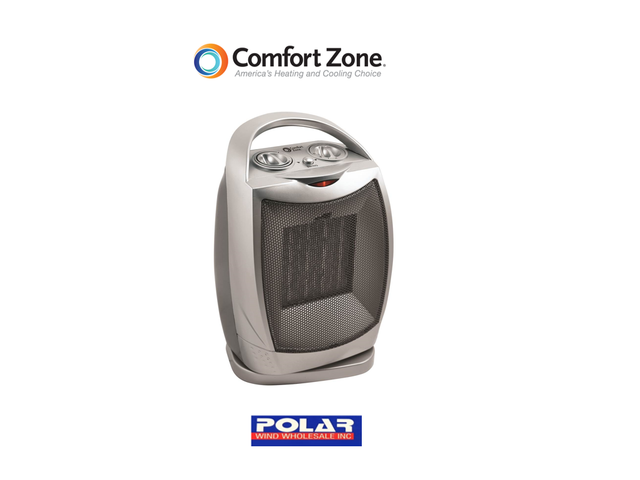 Comfort Zone Oscillating Ceramic Heater Silver For Sale Online