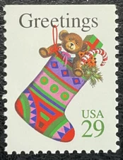 1994 Scott #2872v - 29¢ - CHRISTMAS STOCKING - Single Booklet Stamp - MINT NH