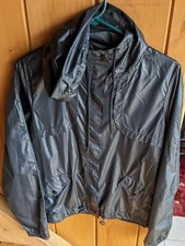 Layer 8 Womens Medium Windbreaker Jacket Lightweight Full Zip Qwick Dry Black