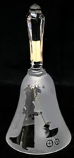 Vtg 1978 Glen Jones Glass Crystal Bell Engraved Clear Profile Lady Mother w/Pram