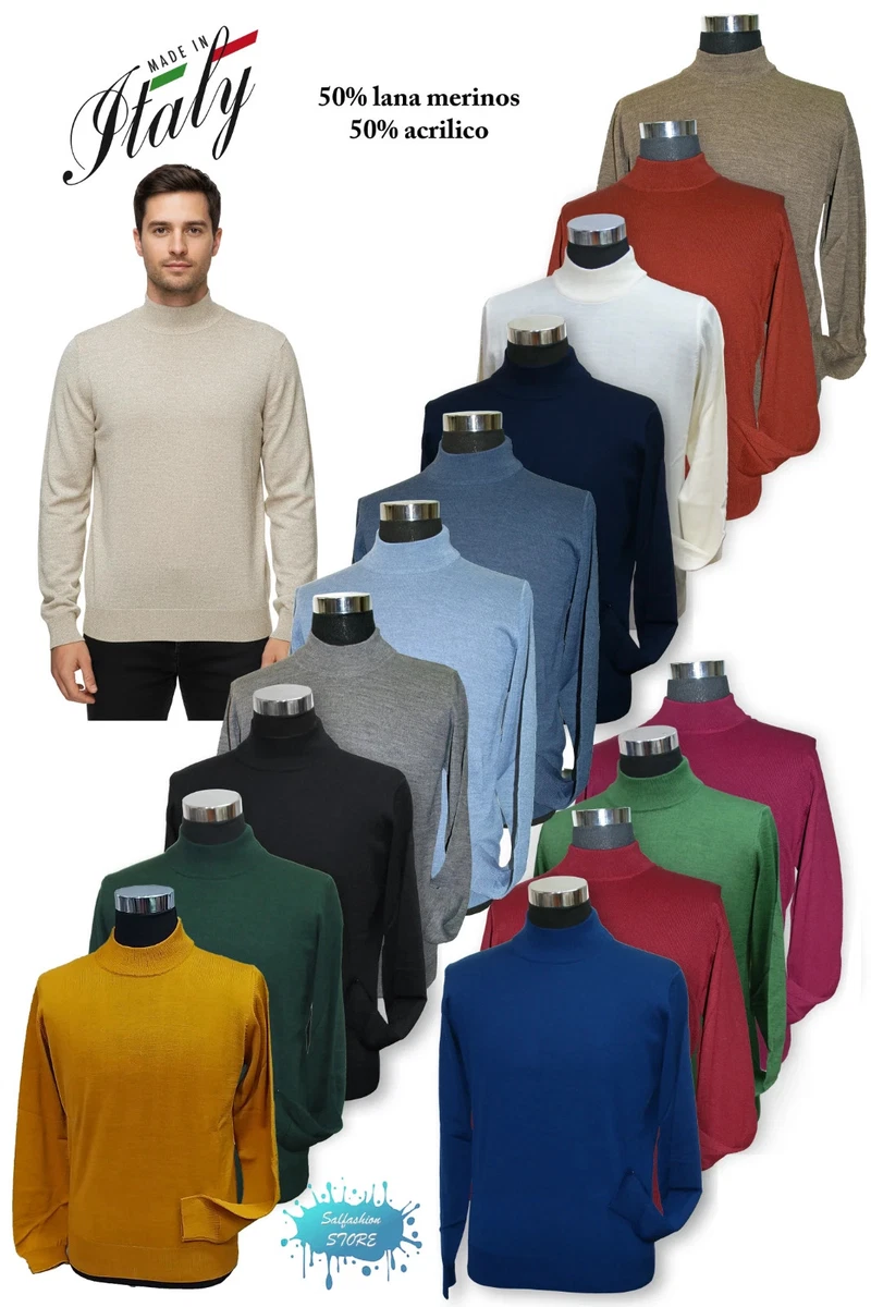 Maglione Uomo Collo Lupetto In Misto Lana Merinos Extrafine – Made In Italy, Morbido E Caldo