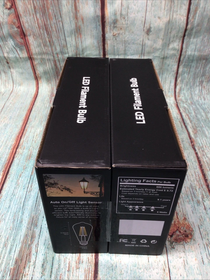 8-pack Vintage Style LED Filament Bulbs 60 Watt Equivalent, ST64 - Image 2 of 4