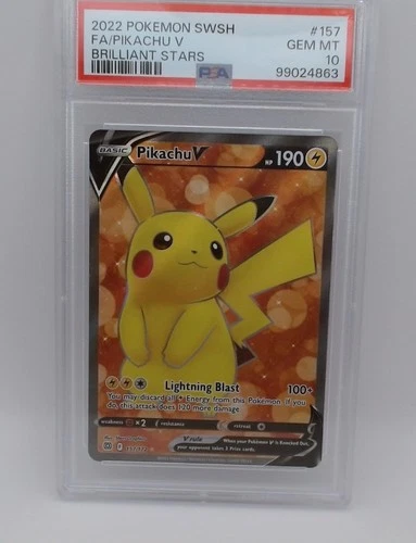 PSA 10 Pikachu V #157/172 Brilliant Stars Full Art Gem Mint Pokémon TCG