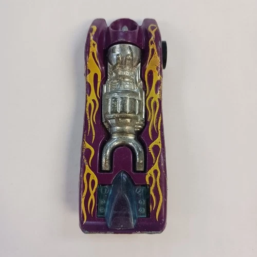 Hot Wheels Redline Jet Threat 1970 Purple W/Flames Made In Hong Kong