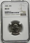 1965 Washington Quarter 25c NGC MS65 Mint State Uncirculated