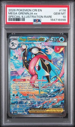2026 POKEMON CRI EN-CHAOS RISING #116 MEGA GRENINJA EX PSA 10