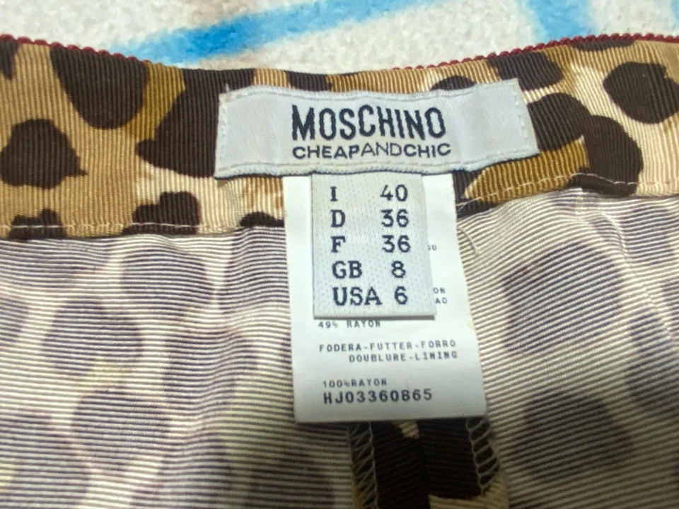 Pantalón para mujer MOSCHINO estampado de tigre I marrón algodón/rayón talla 40 PEC. Foto 4 de 4