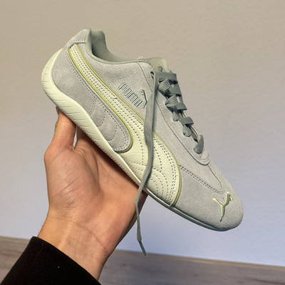 PUMA Speedcat Sneaker 401657-03 Wildleder Hellgrau Weiß Größe 38 Low Top