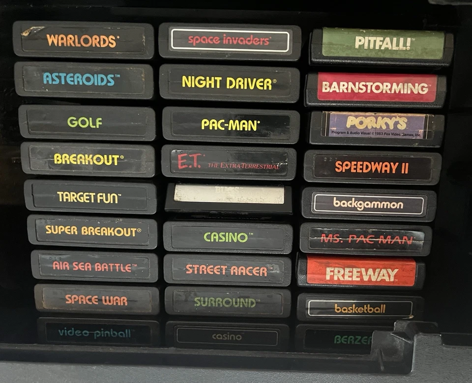 Vtg Atari 2600 Tele Games Video Arcade console Lot W 27 games - Sixer Pac Man - Image 4 of 4