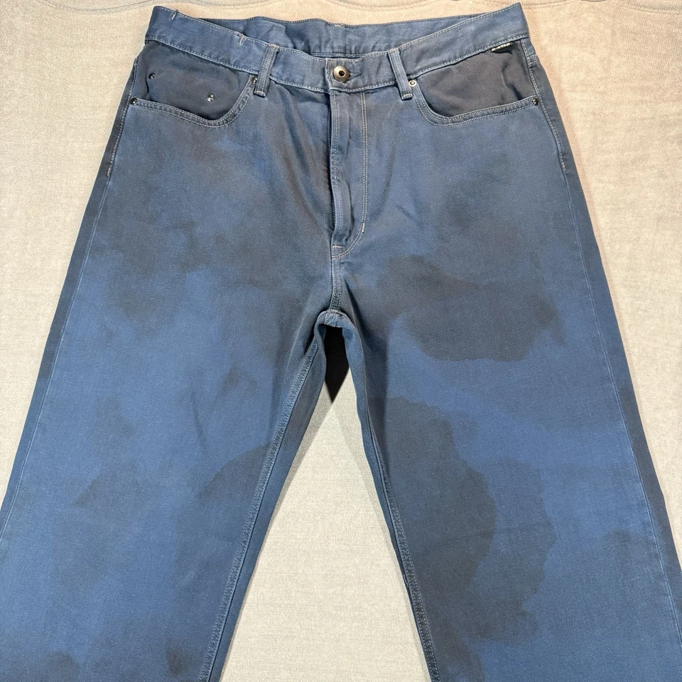 Pantalones de mezclilla holgados sueltos G Star Raw tipo 96 únicos para hombre 36x32 azul teñido en inmersión patinador punk Foto 3 de 4