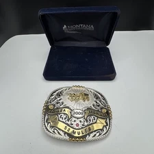Montana Silversmith Buckle 2009 40WRA 3rd Place, Horses, Wagon and Case