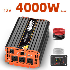 1500W Pure Sine Wave Power Inverter, 4000W Peak, 12V DC to 110V/120V AC