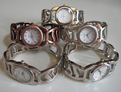 Women's number dial silver, gold finish fashion bangle casual/dressy watch