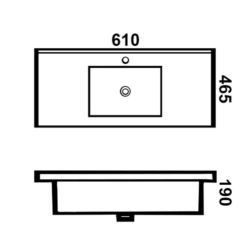 Bathroom Vanity White Ceramic Thin Edge Basin - 60E - Picture 2 of 3
