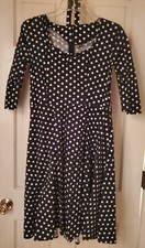 Polka Dot Black and White 50's style short Swing Dress XL Pin-Up Halloween