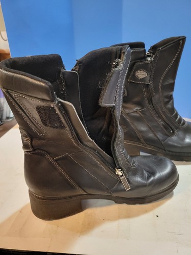 Womens Black Leather Harley Davidson Side Zip Motorcycle Boots 84425 Size 8 - Picture 7 of 8