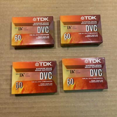 Lot of 4: NEW TDK DVC 60 Mini DV Digital Video Cassette Tapes SUPERIOR GRADE
