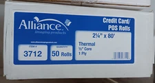 Alliance Thermal Paper Receipt Rolls, 2 1/4" x 80', White, 50 Rolls
