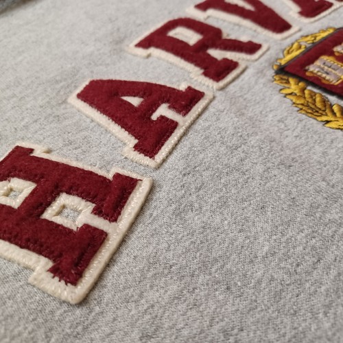 Champion Harvard University Hoodie Mens M Gray Pullover Sweatshirt Patch Logo - Picture 14 of 18