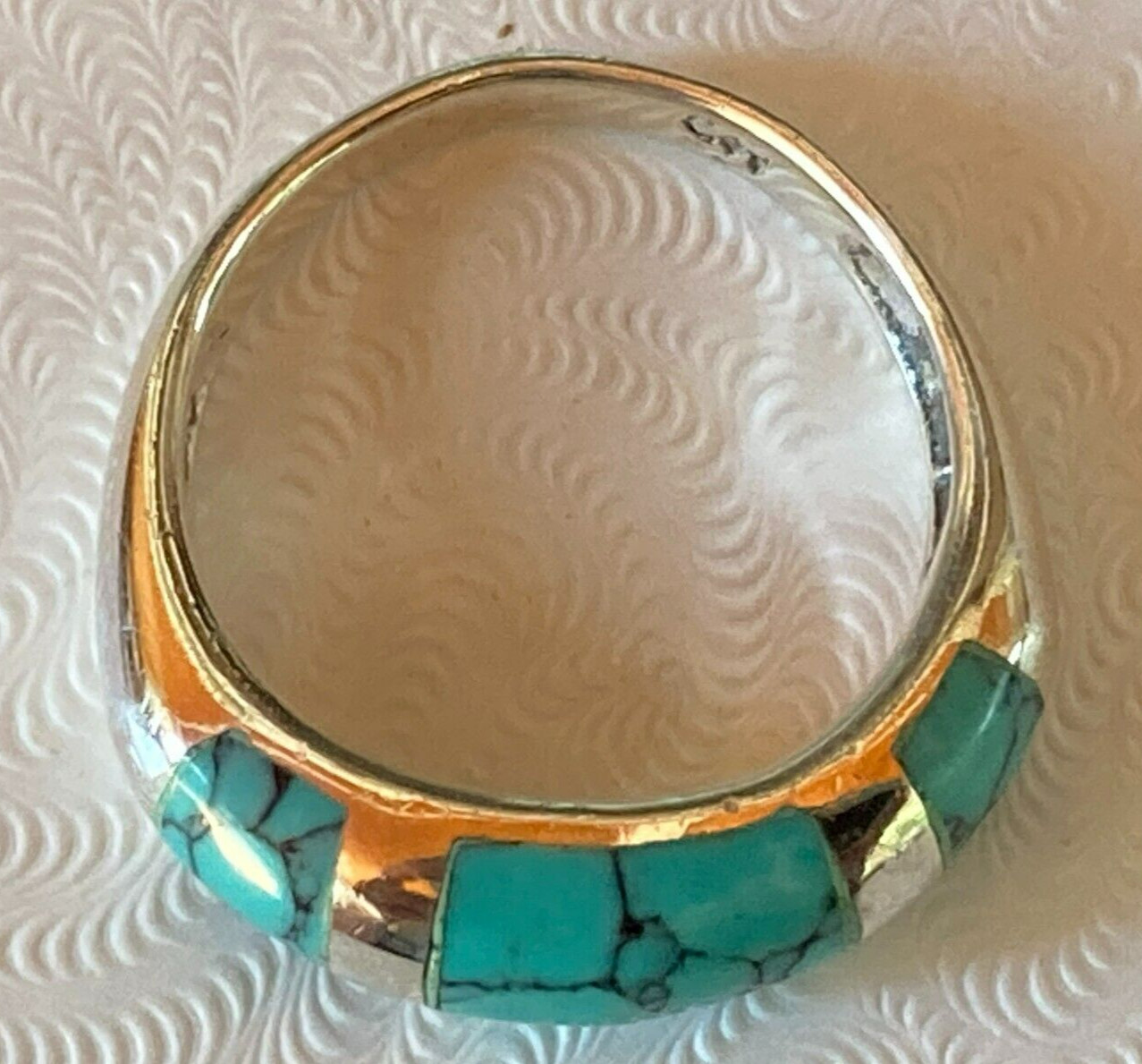 Marsala Sterling Silver Solid Turquoise Inlay Sou… - image 3