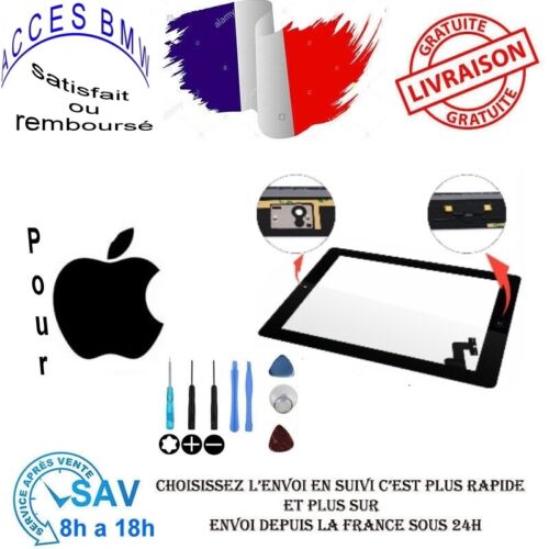 Vitre tactile Noir iPad 2 A1396 + Bouton Nappe & Home + Adhésif Pré Installé - Imagen 1 de 1