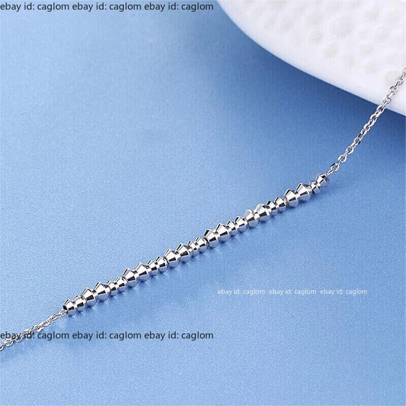 Brazalete de platino puro para mujer sólido Pt950 tallado con cuentas eslabones joyería 7 pulgadas L Foto 4 de 4