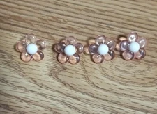 4 Pink And White Daisy Novelty Shank Buttons - Hard Translucent Plastic