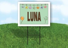 LUNA WELCOME BABY GREEN  18 in x 24 in Yard Sign Road Sign with Stand
