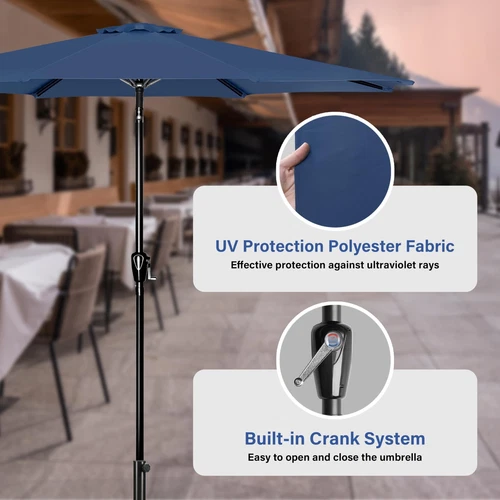 7.5ft/9/10ft Tan/Red Patio Umbrella Dining Table Outdoor Market Umbrella w/Crank - Bild 30 von 44