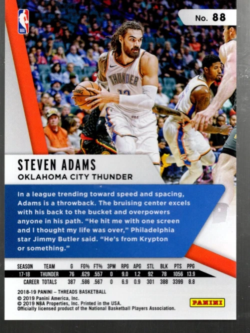 A4499- 2018-19 Panini Threads Dazzle Pink #88 Steven Adams /75 - NM-MT - Image 2 of 2