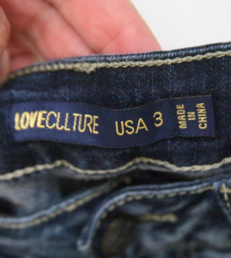 Pantalones de mezclilla Love Culture azules tres 3 28" x 31" para mujer lisos WS465 Foto 4 de 4