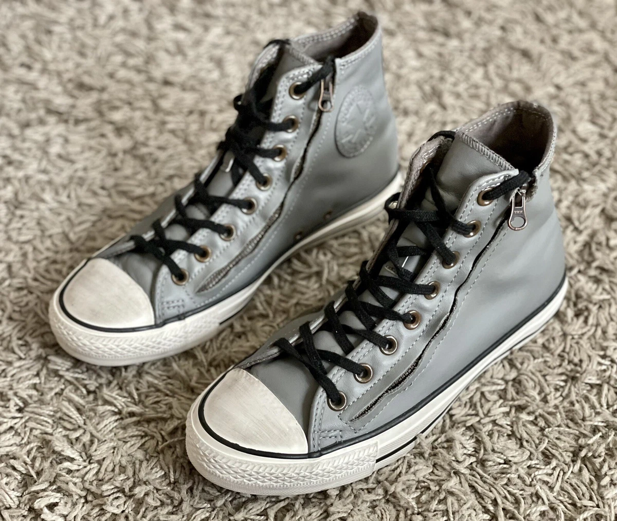 Grey leather 2024 converse uk