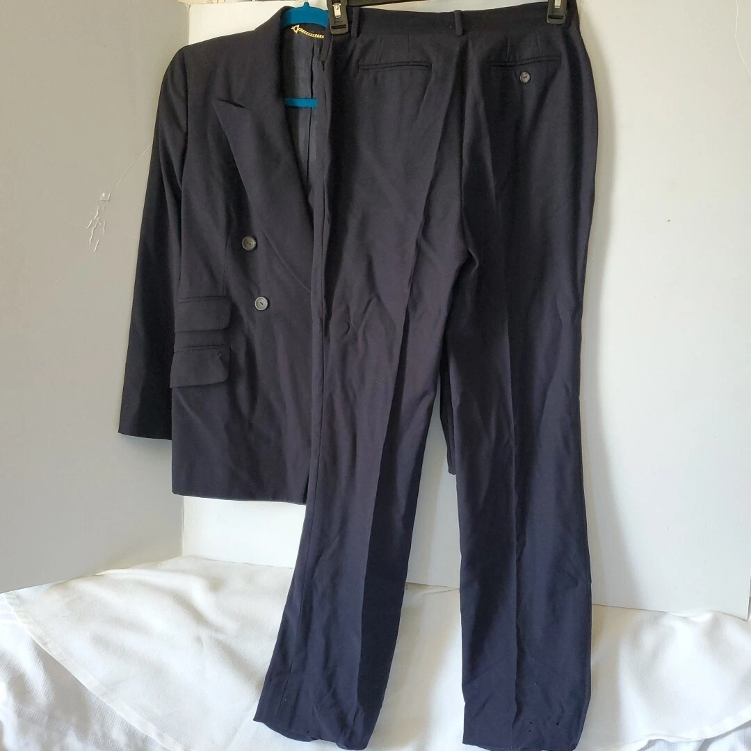 Pantaloni vintage GUCCI blu scuro lana vergine pile lana vergine Wm taglia 44 su misura DANNEGGIATI