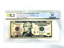2013 $10 FRN PCGS Very Fine 20 Fancy TRUE 0/1 BINARY * STAR* Serial #MF00111010*