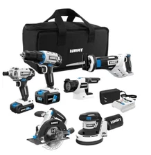 HART 20-Volt 6-Tool Combo Kit w/ 2 Batteries - Drivers, Saws, Flashlight, Sander