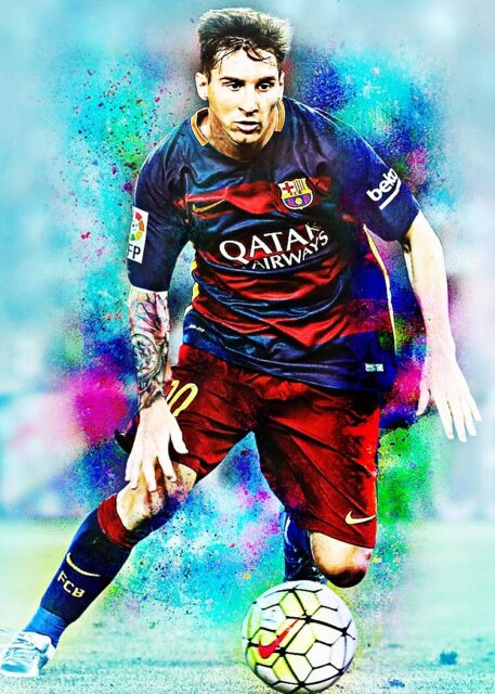 Carta stampa arte Lionel Messi calcio professionale 2/5 ACEO di Marci