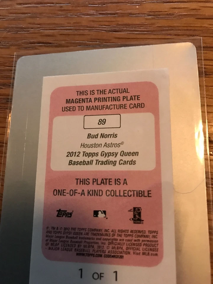 2012 Topps Gypsy Queen Printing Plate Minis Magenta Framed #89 Bud Norris - Image 2 of 2