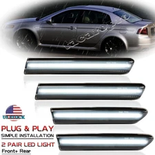 4PCS Black Lens LED Front Rear Fender Side Marker Lights For 2004-2008 Acura TL