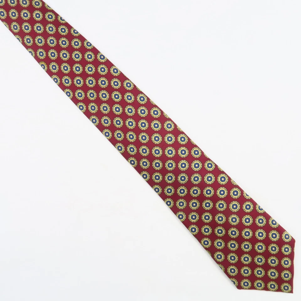 Corbata de cuello estrecha vintage Envoy rojo dorado azul patrón de foulard geométrico para hombre 56x3 Foto 2 de 4