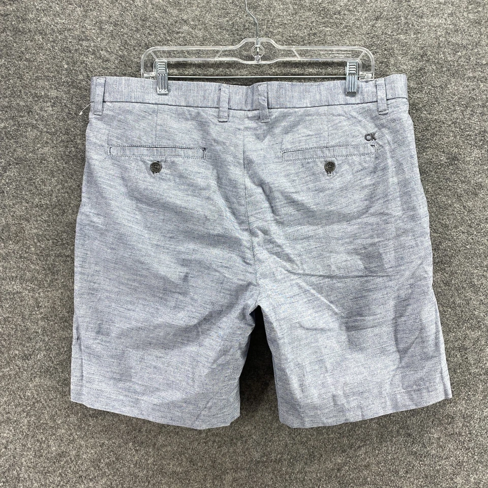 Pantalones Cortos Calvin Klein Hombres 36 Gris Tiro Medio Frente Plano Chino Algodón Bolsillos Regular Foto 2 de 4
