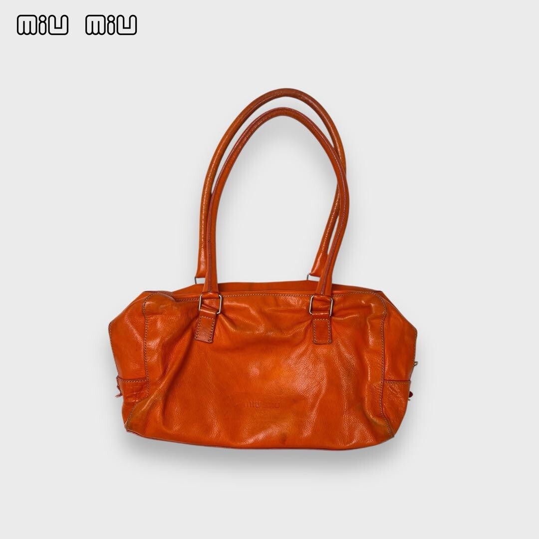 MIU MIU オレンジ ハンドバッグ　archive MIU MIU Archive 2way Handbag Shoulder Bag Leather Orange
