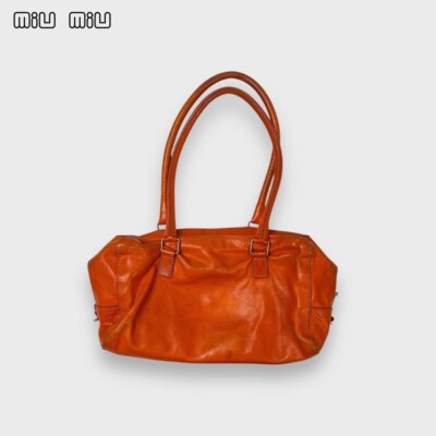 MIU MIU Archive 2way Handbag Shoulder Bag Leather Orange