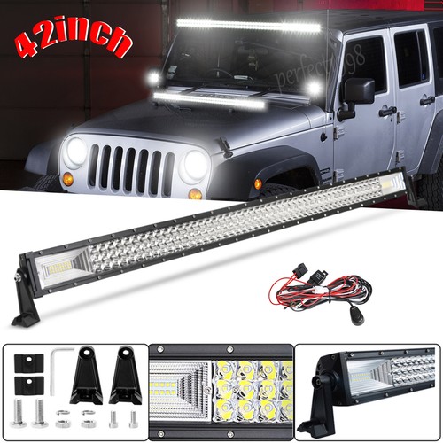 Tri-row 22" 32" 42" 52" LED Work Light Bar Combo Kit 4WD Offroad Driving Truck - Picture 30 of 31