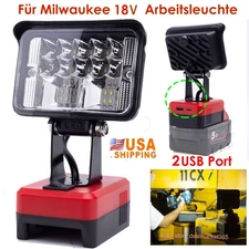 Wireless LED Work Light For Milwaukee Cordless 18V Battery w/USB Outdoor Lamp