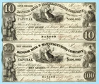 1838 BANGOR MILLS & MANUFACTURING COMPANY $10 & $100 Stock Certificates MAINE