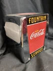 VTG 1999 COCA-COLA "Fountain Service" Red/Black Metal & Chrome Napkin Dispenser