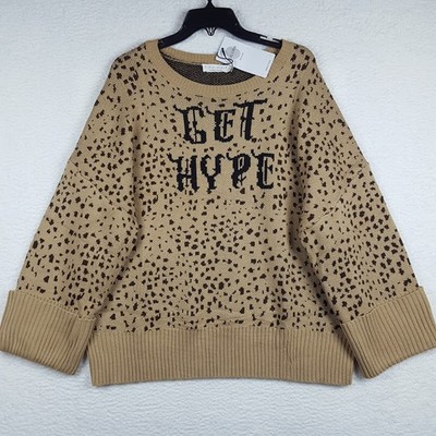NEW Exlura Women's Get Hype Oversized Sweater Size L Tan, Brown, & Black