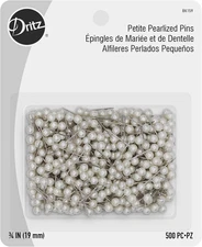 Petite Pearlized Size 12 3/4in White Pearl Heads Pins-Straight
