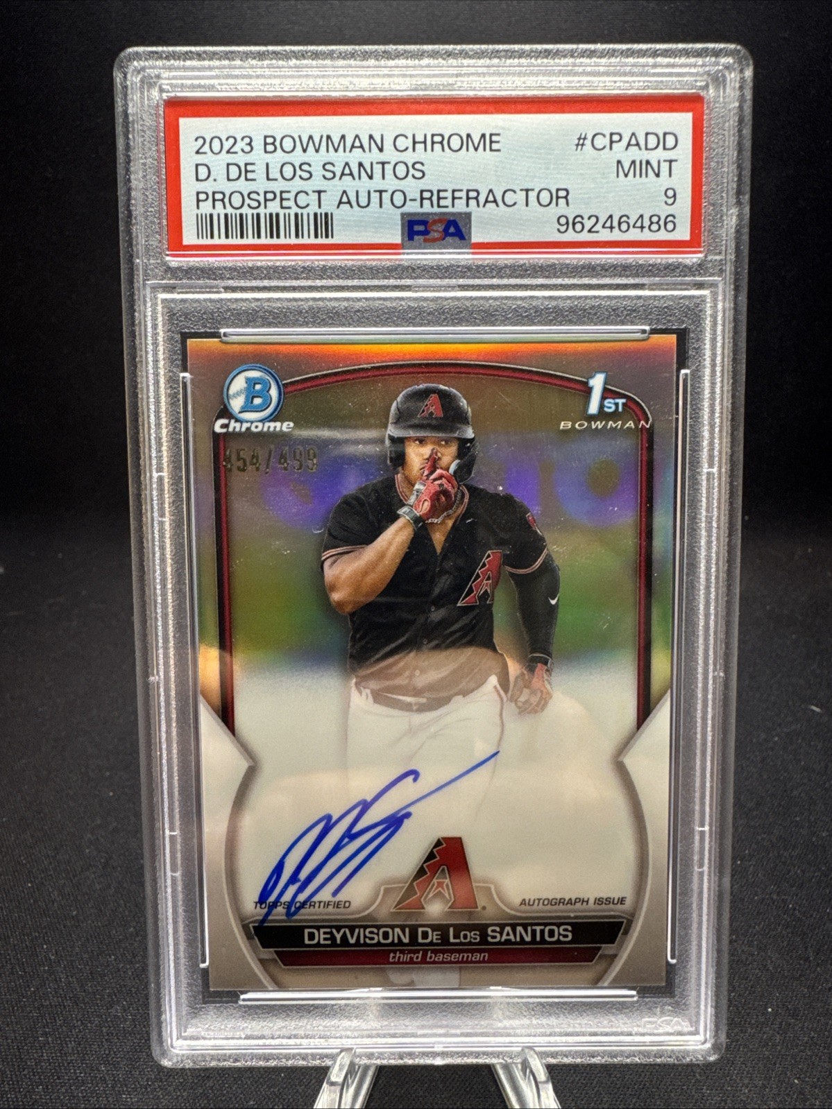 Deyvison De Los Santos 2023 Bowman Chrome 1st Auto Refractor /499 PSA 9