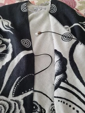 Shawl/Poncho/Cape with Fringe One Size . Reversible Black/beige 